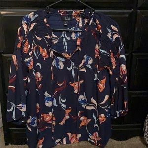 Dark navy blue flower top